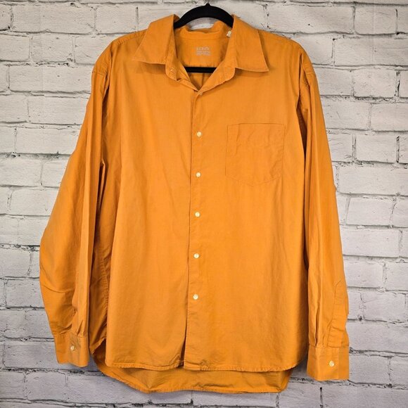 J. CREW ORANGE BUTTON DOWN LONG SLEEVE SHIRT MENS SIZE LARGE EUC - Picture 1 of 6